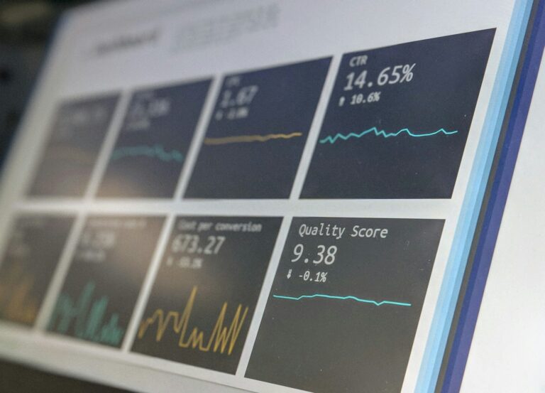 Data reporting dashboard shown on a laptop screen